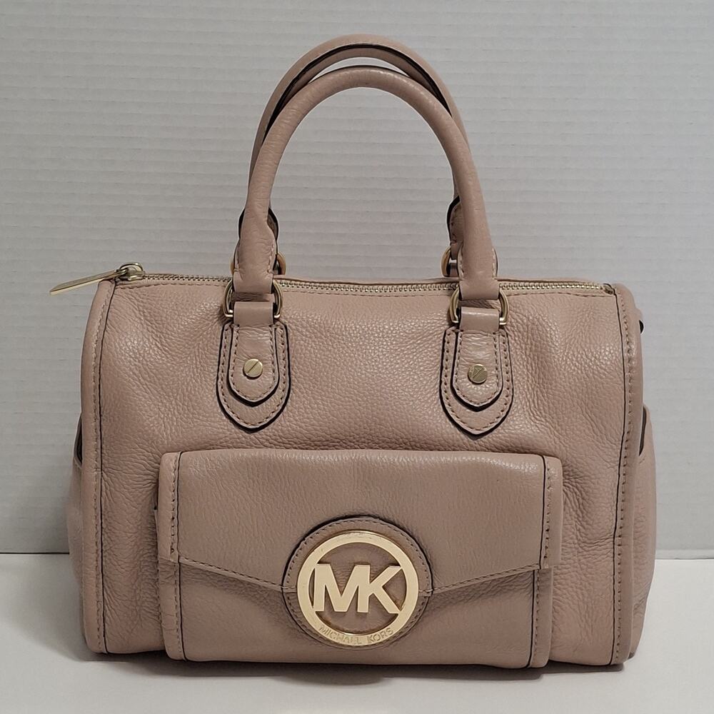 MICHAEL Michael Kors Hudson Satchel Tan/Beige Leather Bag Purse
